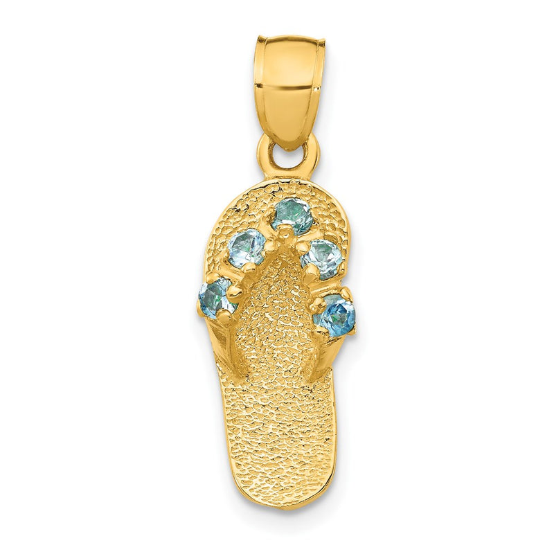 14k  3D December/CZ Birthstone Flip Flop Pendant-D3432