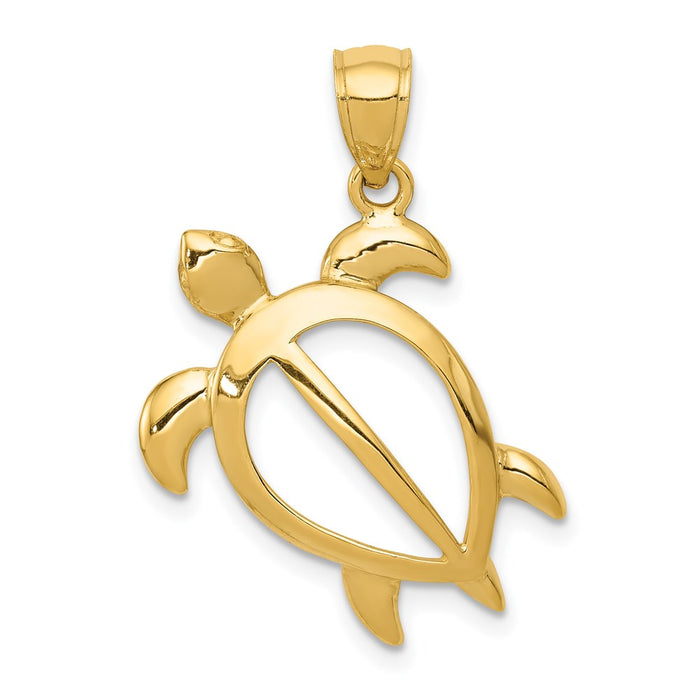 14k Open Turtle Pendant-D3436