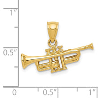 14K 3D Trumpet Pendant-D3438