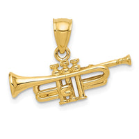 14K 3D Trumpet Pendant-D3438