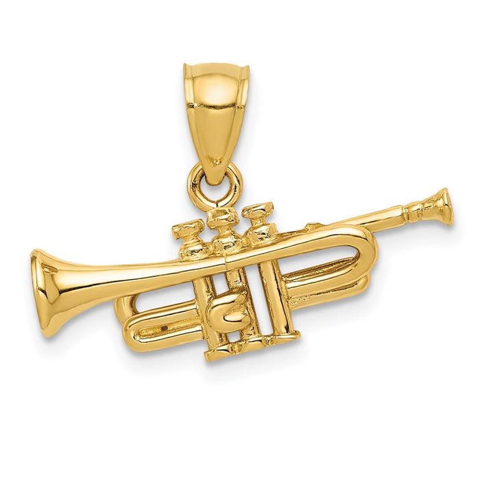 14K 3D Trumpet Pendant-D3438