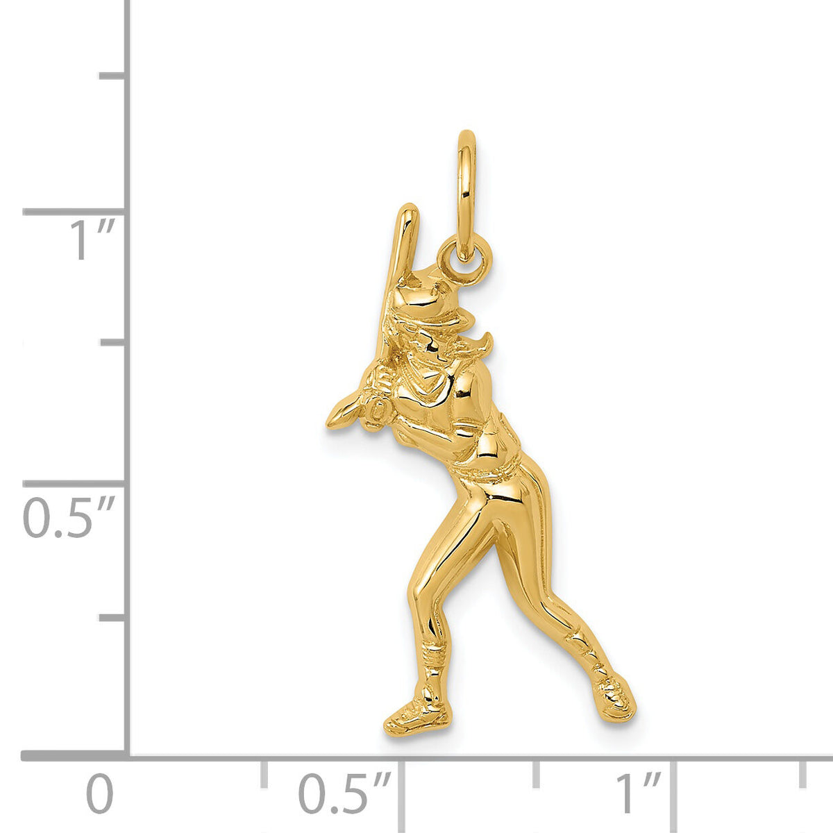 14k Female Baseball Batter Charm-D3476