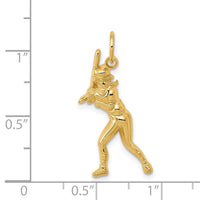14k Female Baseball Batter Charm-D3476