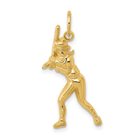 14k Female Baseball Batter Charm-D3476