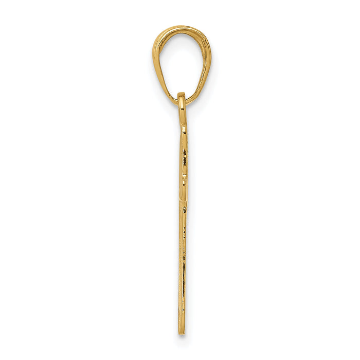14k Polished Cross Pendant-D3489