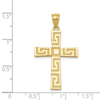 14K Greek Key Cross Pendant-D3496