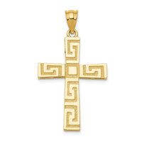 14K Greek Key Cross Pendant-D3496