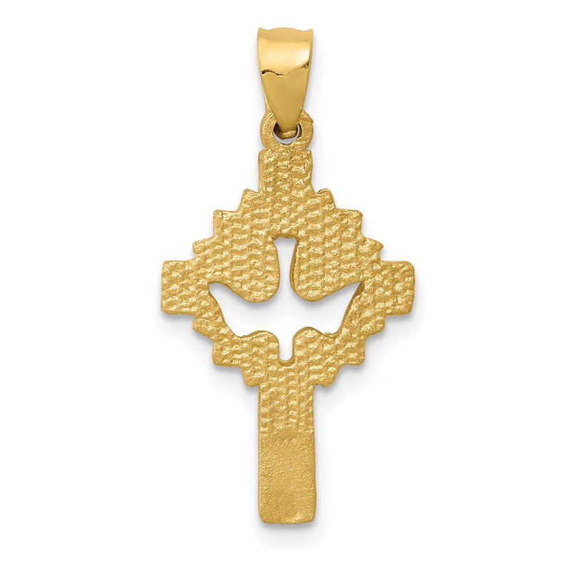 14k Dove Cross Charm-D35