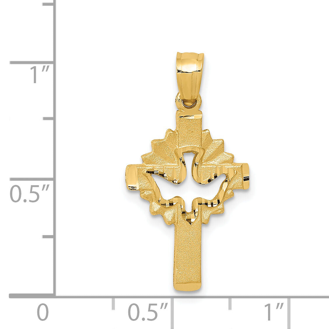 14k Dove Cross Charm-D35