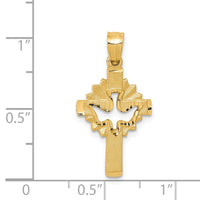 14k Dove Cross Charm-D35