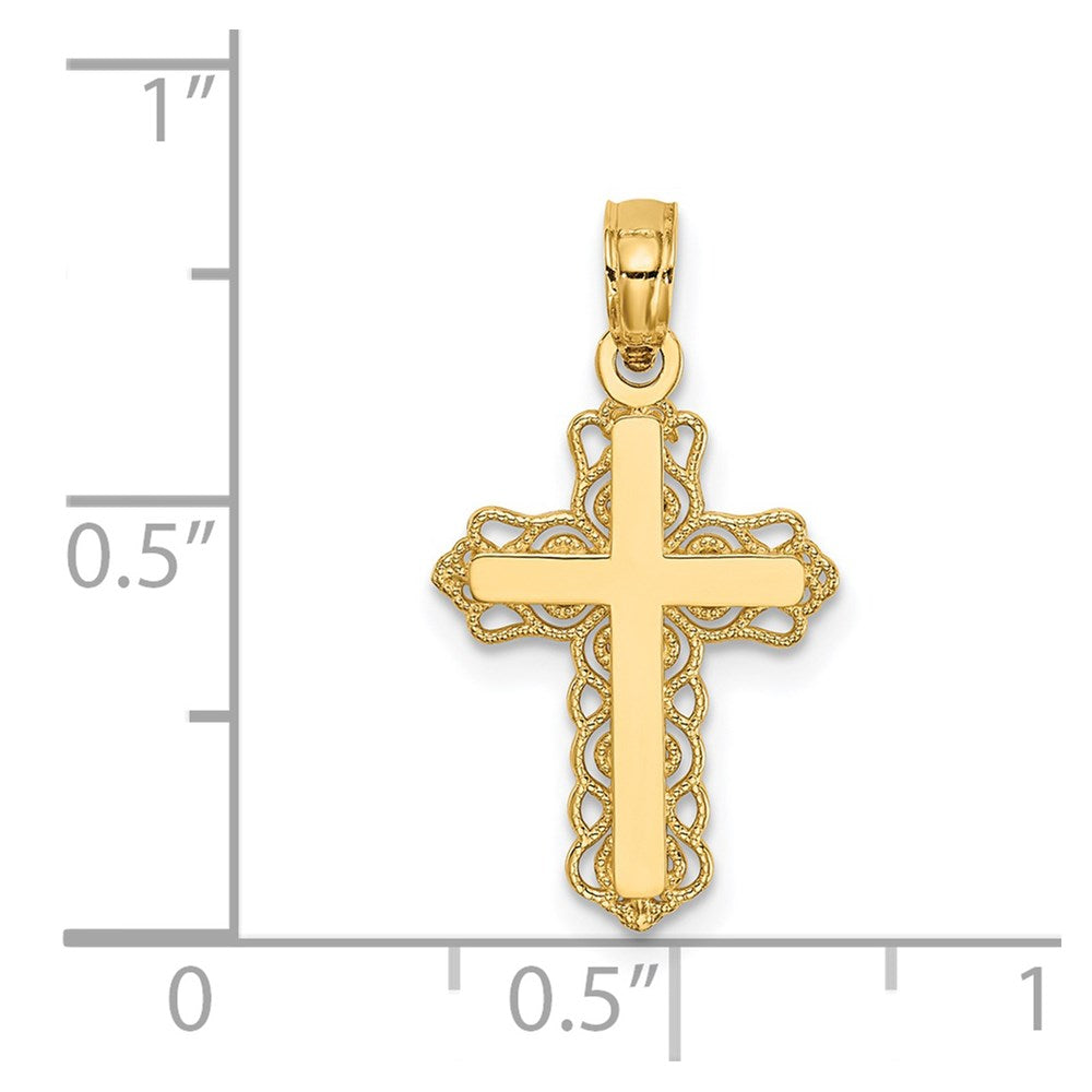 14k Budded Cross Charm-D3501