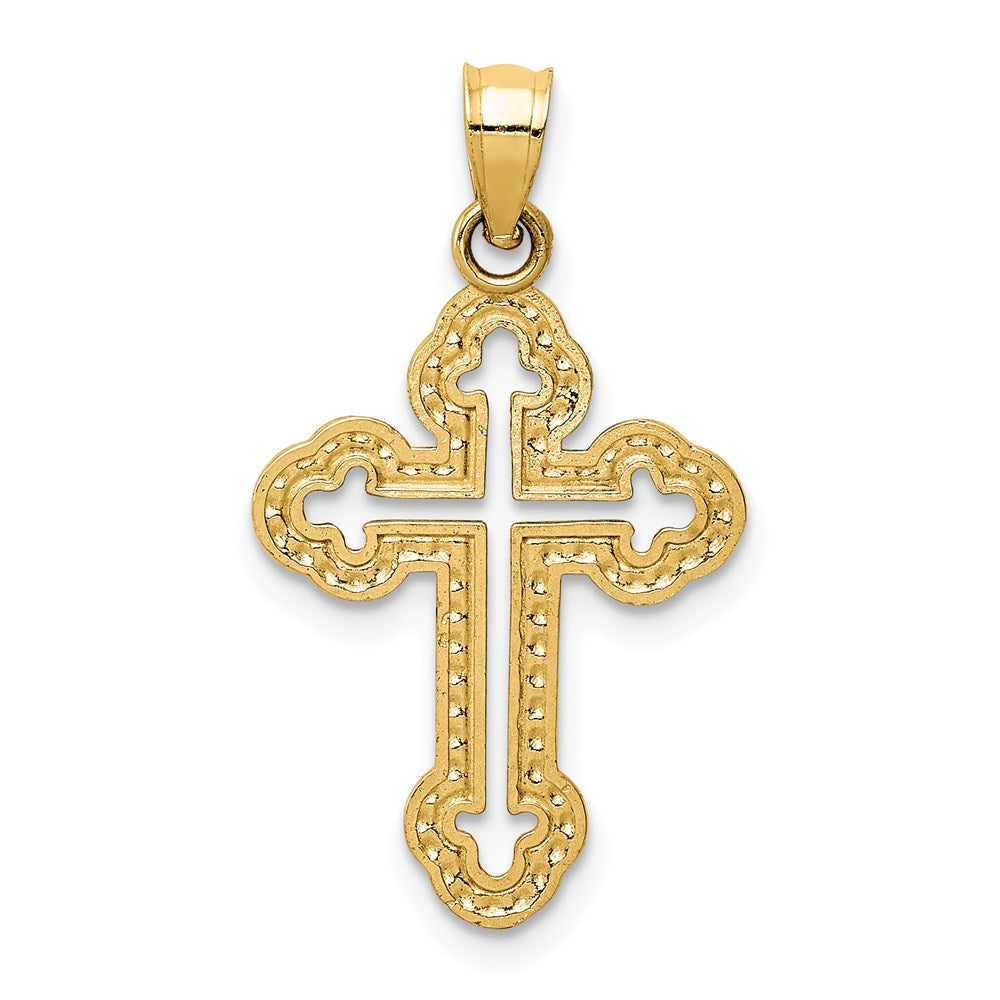 14k Cut-out Budded Cross Charm-D3505