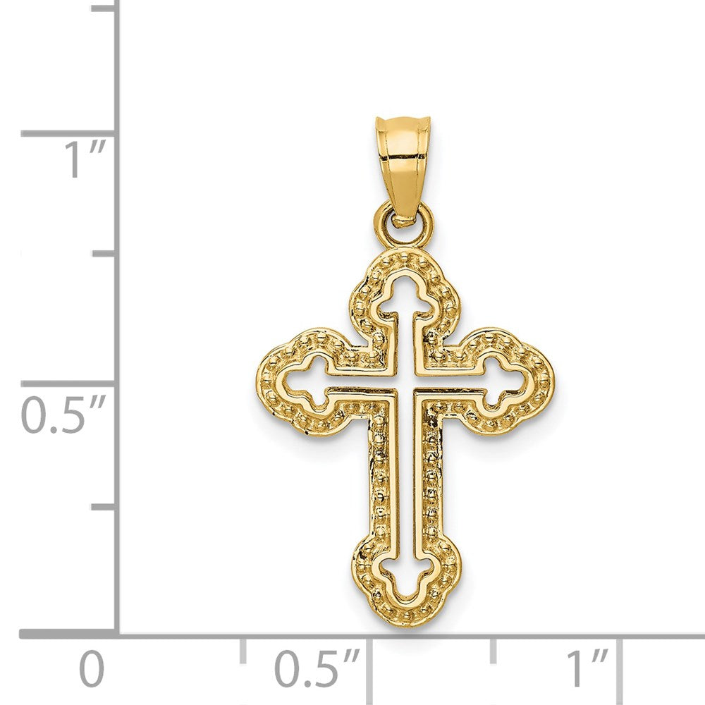 14k Cut-out Budded Cross Charm-D3505