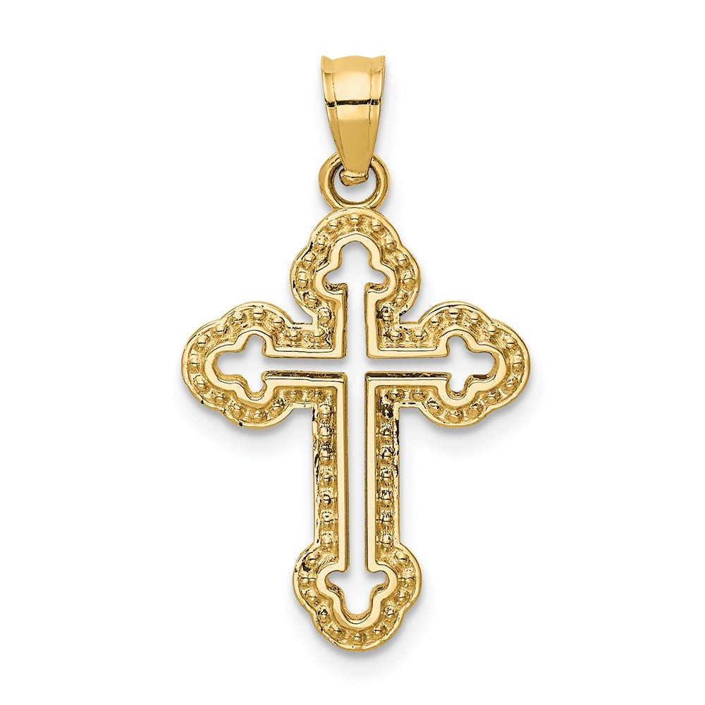 14k Cut-out Budded Cross Charm-D3505