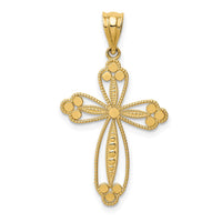 14K Budded Cross Pendant-D3506