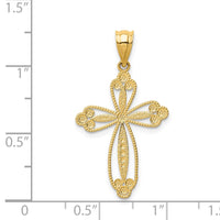 14K Budded Cross Pendant-D3506