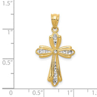 14K w/Rhodium Diamond Cut Cross Charm-D3531