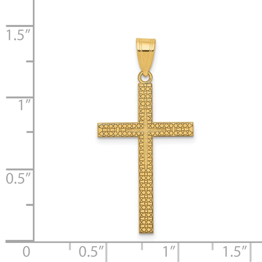 14K Diamond-cut Latin Cross Pendant-D3568