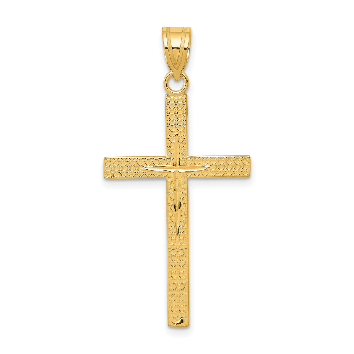 14K Diamond-cut Latin Cross Pendant-D3571