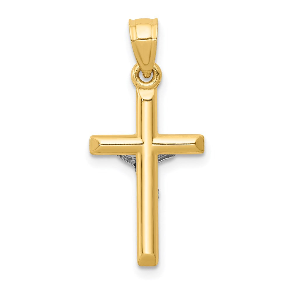 14k Two-tone Hollow Crucifix Charm-D3594