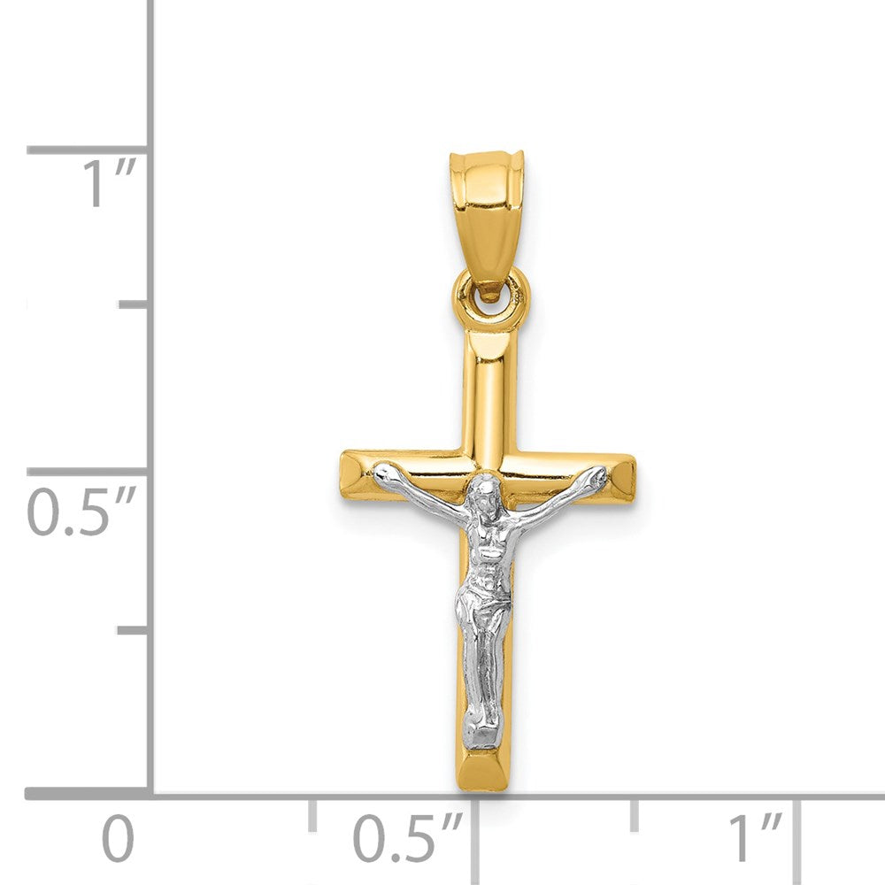 14k Two-tone Hollow Crucifix Charm-D3594