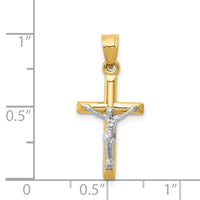 14k Two-tone Hollow Crucifix Charm-D3594
