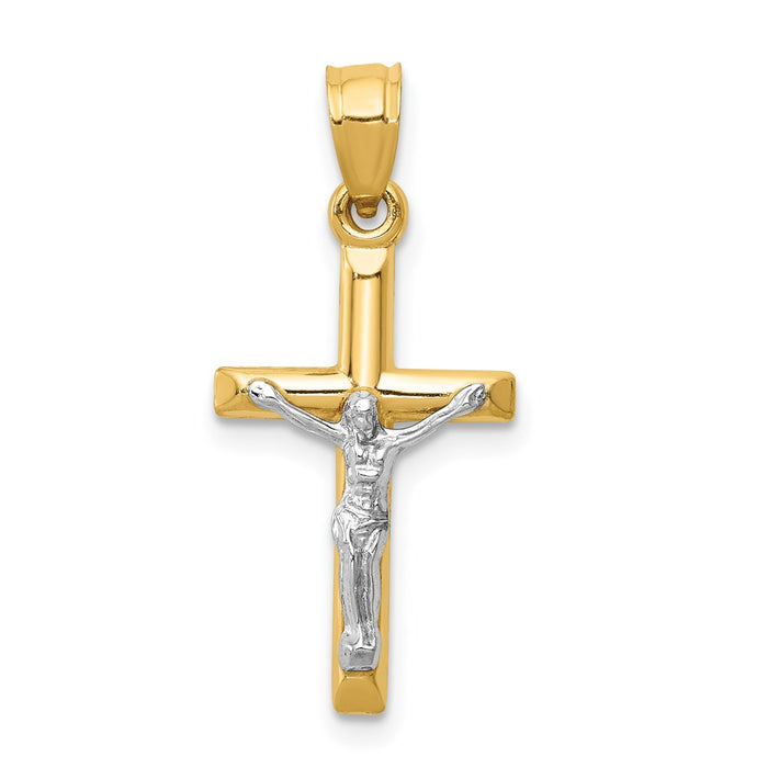 14k Two-tone Hollow Crucifix Charm-D3594