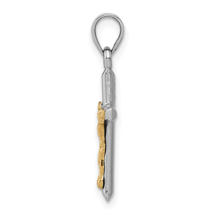 14k Two-tone Hollow Crucifix Charm-D3595