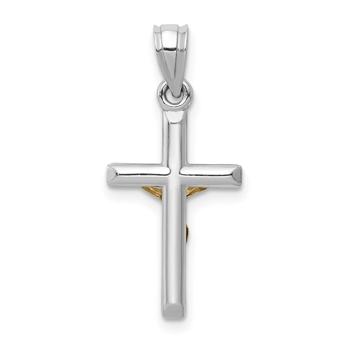 14k Two-tone Hollow Crucifix Charm-D3595