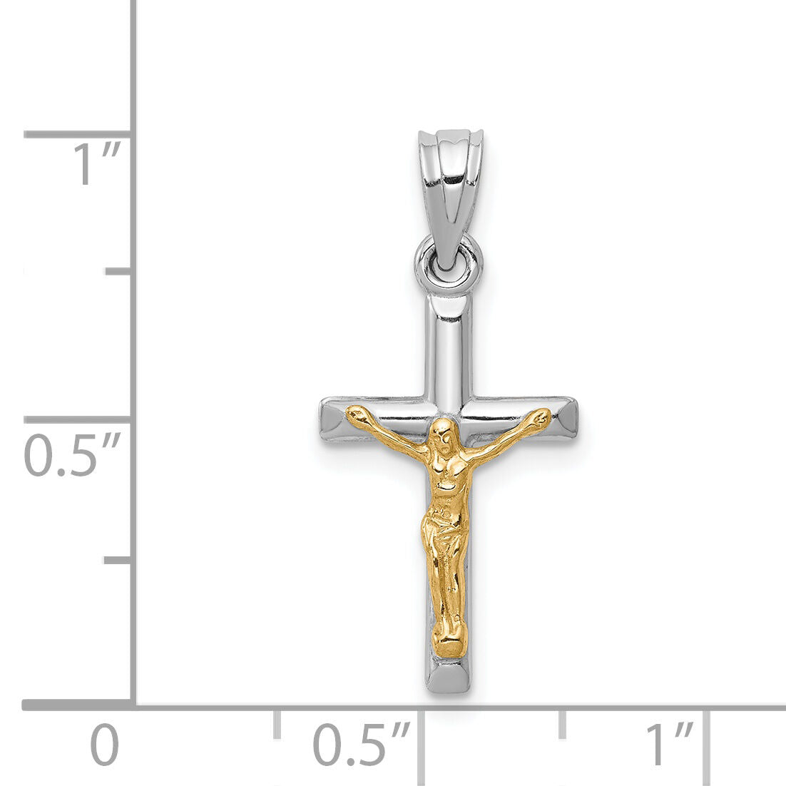 14k Two-tone Hollow Crucifix Charm-D3595