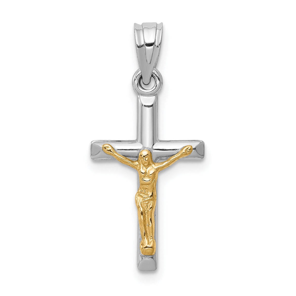 14k Two-tone Hollow Crucifix Charm-D3595