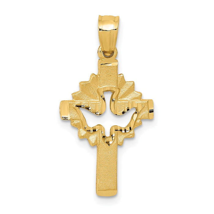 14k Dove Cross Charm-D35