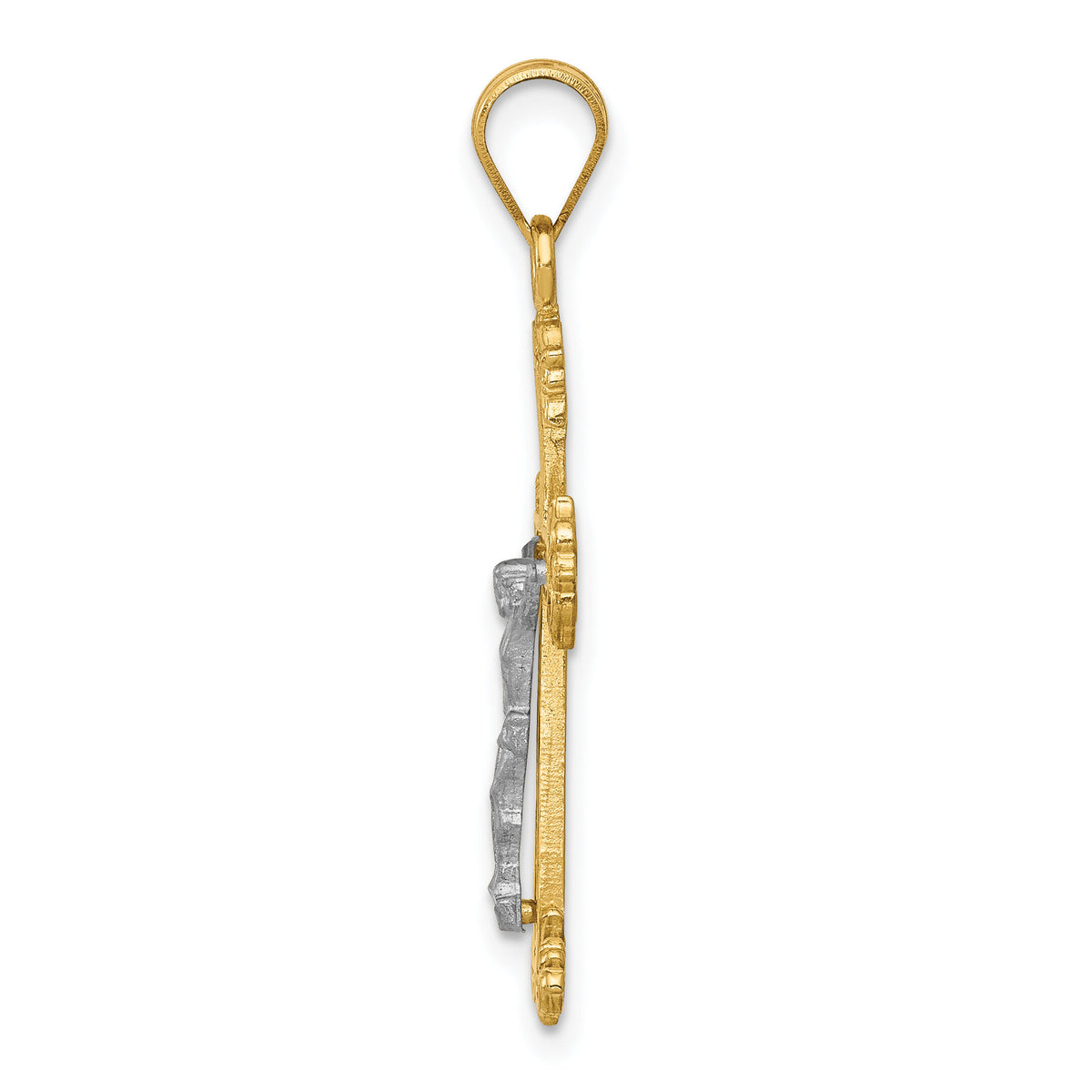14K Two-tone Diamond-cut Crucifix Pendant-D3636
