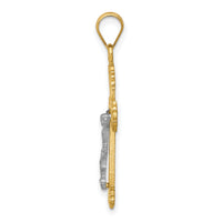 14K Two-tone Diamond-cut Crucifix Pendant-D3636