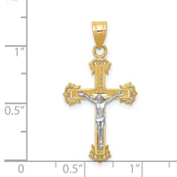 14K Two-tone Diamond-cut Crucifix Pendant-D3636