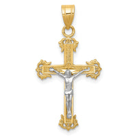 14K Two-tone Diamond-cut Crucifix Pendant-D3636