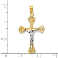 14K Two-tone Diamond-cut Crucifix Pendant-D3637