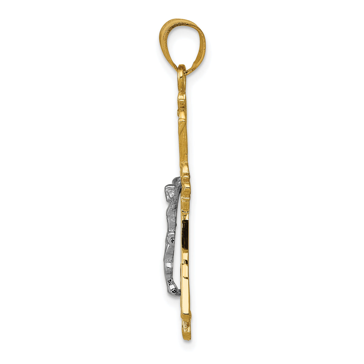 14K Two-tone Crucifix Pendant-D3649