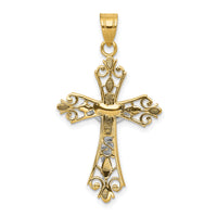 14K Two-tone Crucifix Pendant-D3649