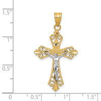 14K Two-tone Crucifix Pendant-D3649