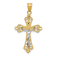 14K Two-tone Crucifix Pendant-D3649