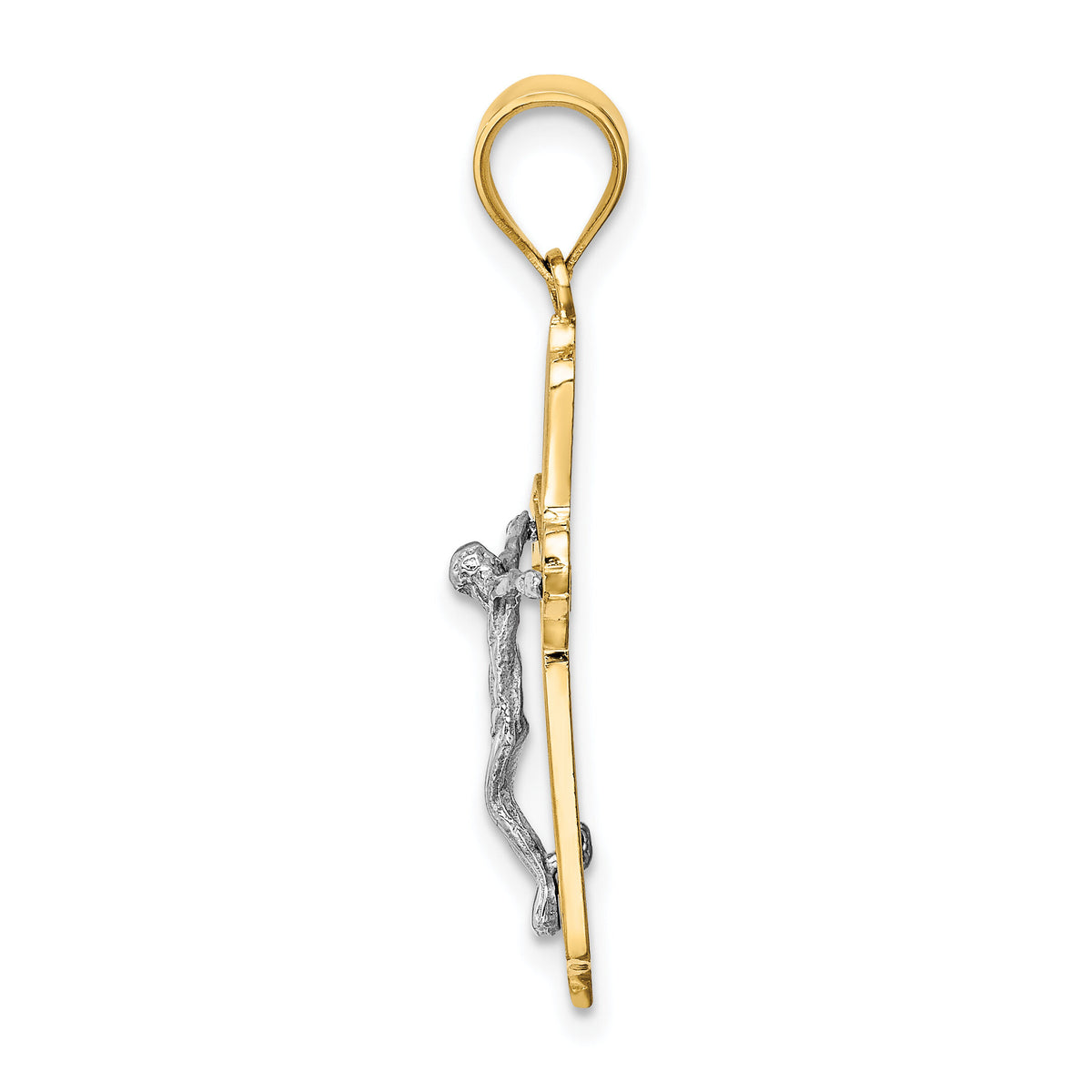 14K Two-tone Crucifix Pendant-D3658