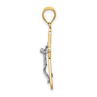 14K Two-tone Crucifix Pendant-D3658