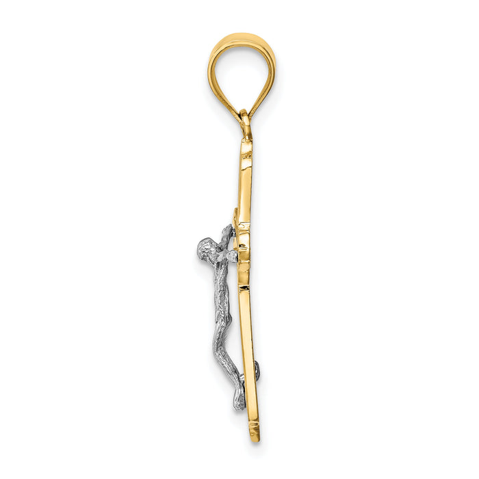 14K Two-tone Crucifix Pendant-D3658