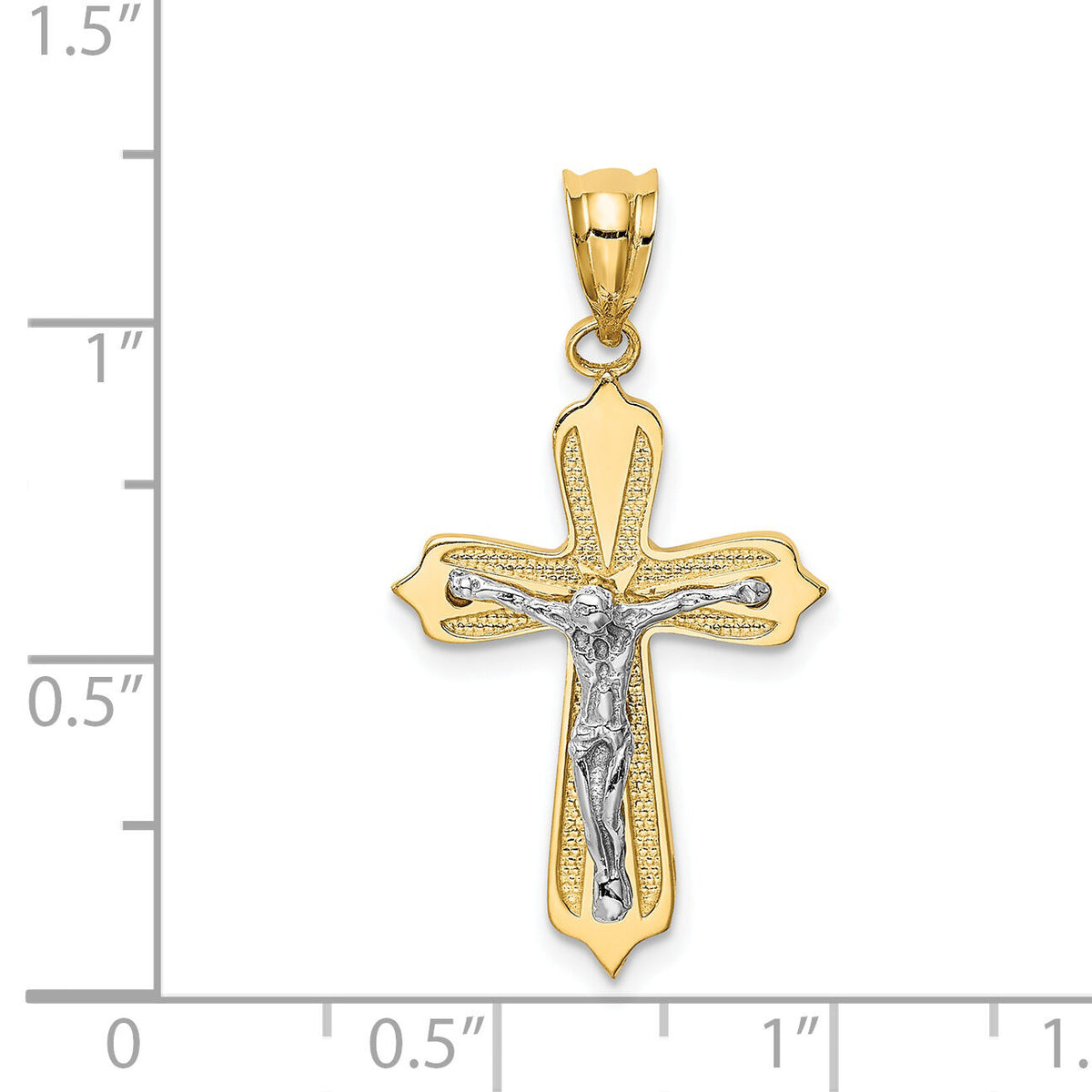 14K Two-tone Crucifix Pendant-D3658
