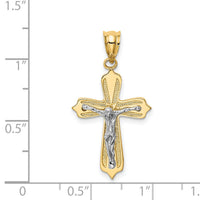 14K Two-tone Crucifix Pendant-D3658