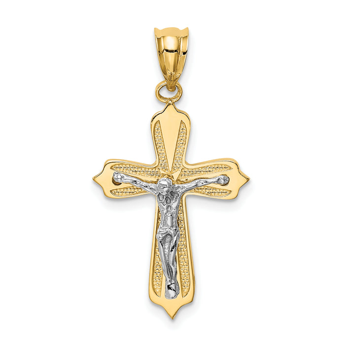 14K Two-tone Crucifix Pendant-D3658