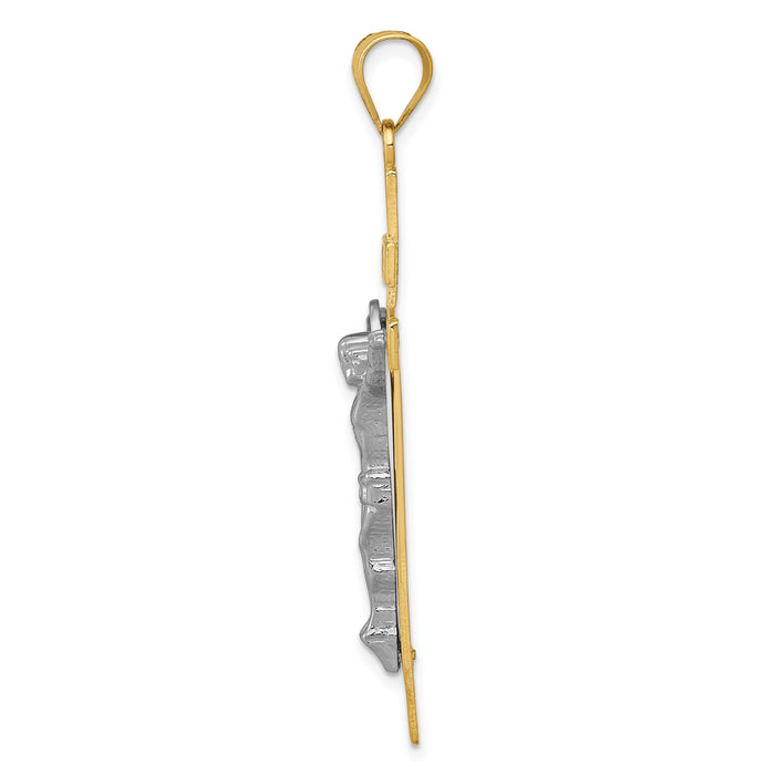 14K Two-tone INRI Crucifix Pendant-D3666