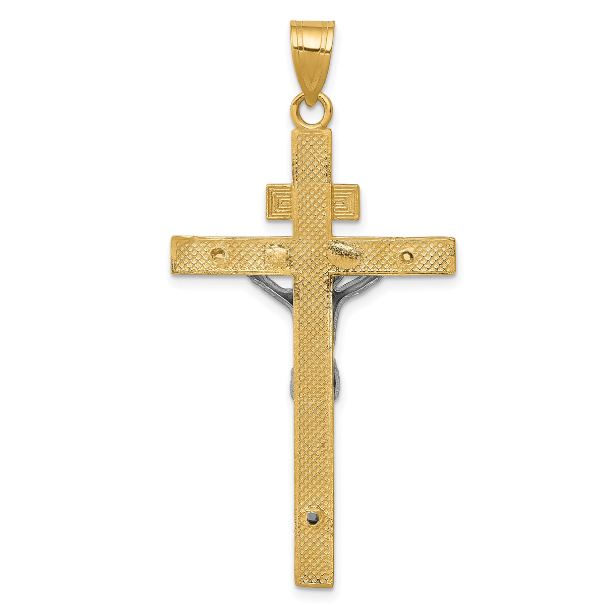 14K Two-tone INRI Crucifix Pendant-D3666