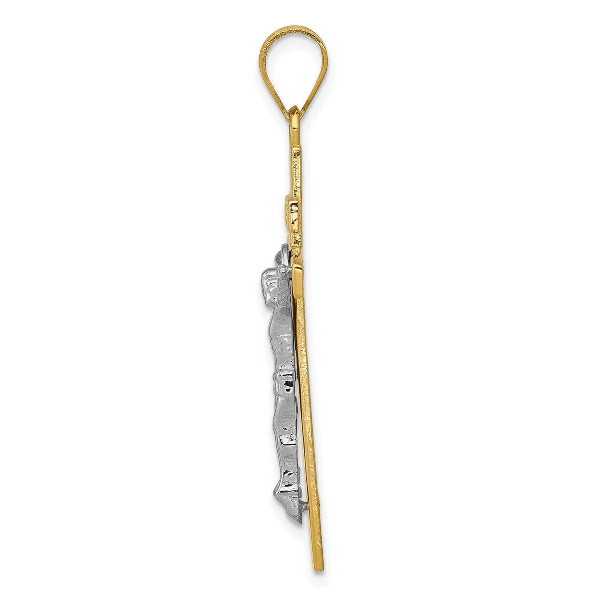 14K Two-tone INRI Crucifix Pendant-D3667